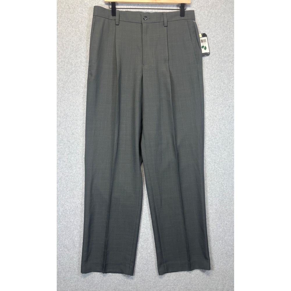 IZOD PerformX Basix Mens Pleated Dress Pants Charcoal Gray 32x32 Cool-FX NEW